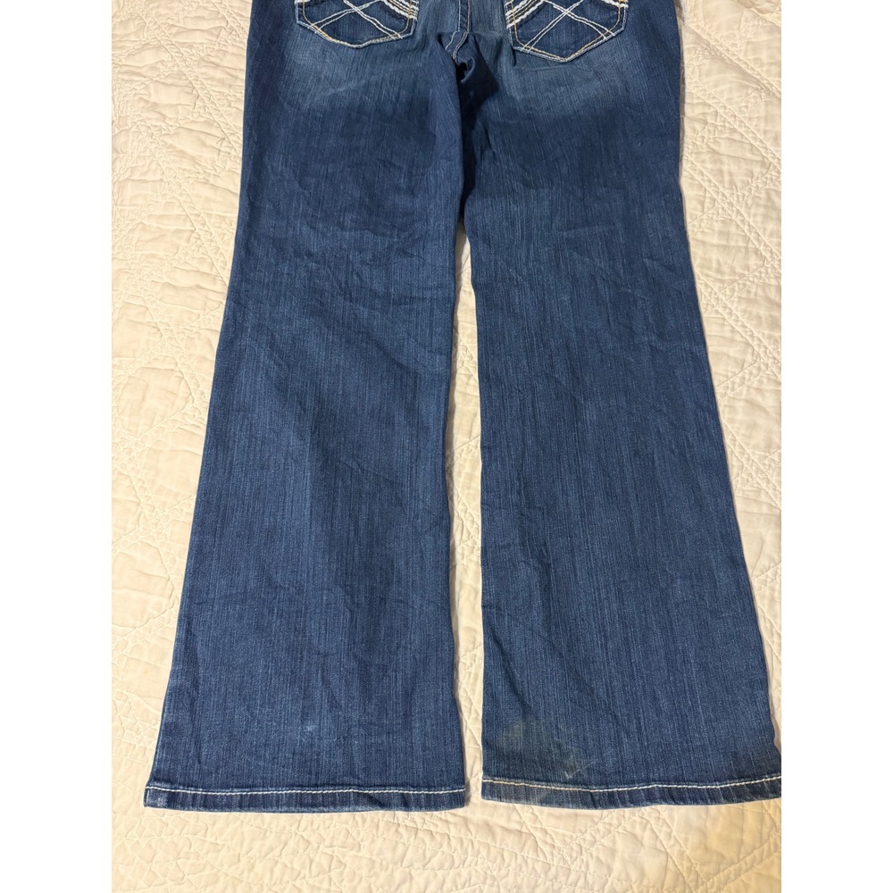 Ariat REAL Riding Jean Women 34R Blue Ocean Whipstitch Bootcut Denim - Picture 3 of 12